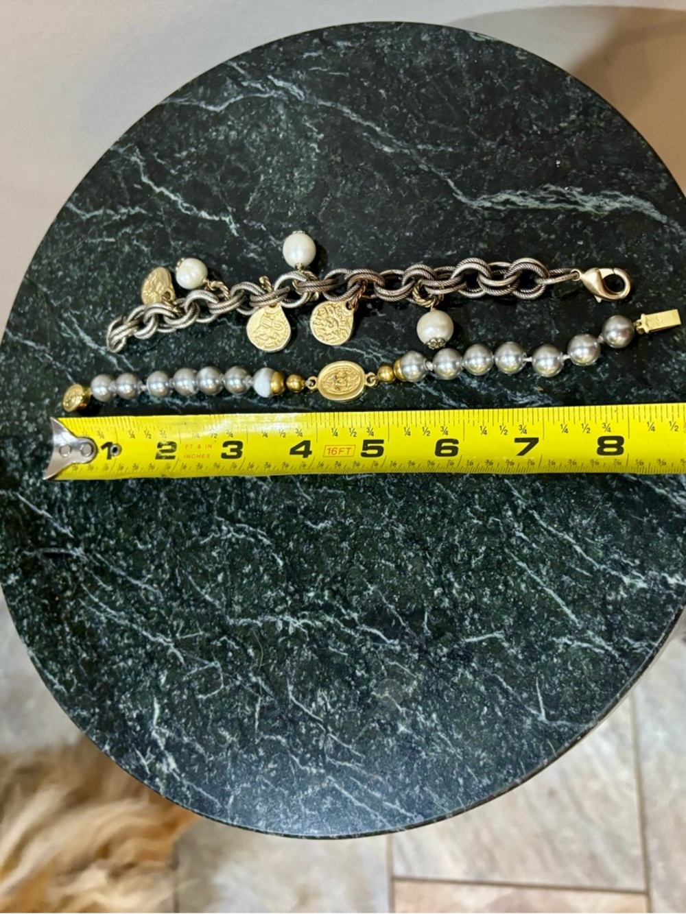 Mixed Metal Charm & Bead Bracelet Duo - Gold & Silver Tones - Picture 4 of 4